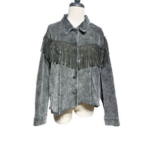 POL Distressed Corduroy Fringed Western Inspired Nashville Jacket Small